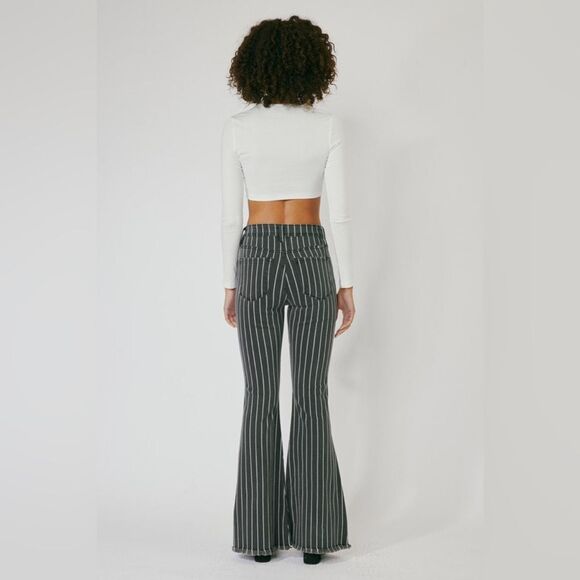 KanCan Lura High Rise Flare Jeans Pinstripe Flare - Picture 2 of 13